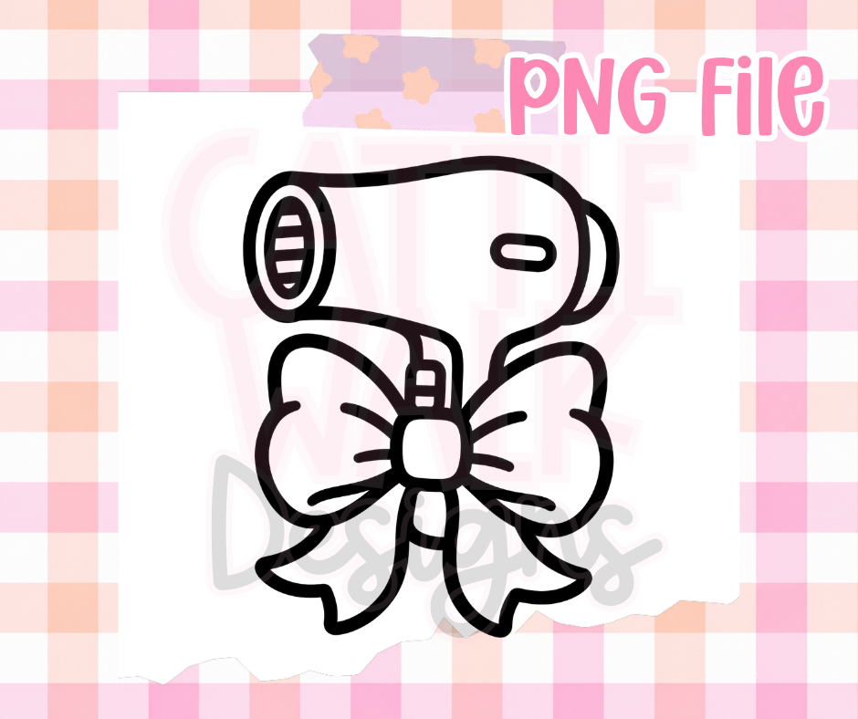 Hair Stylist Bow PNG | Blow Dryer Bow PNG | Hairstylist Salon Digital Download