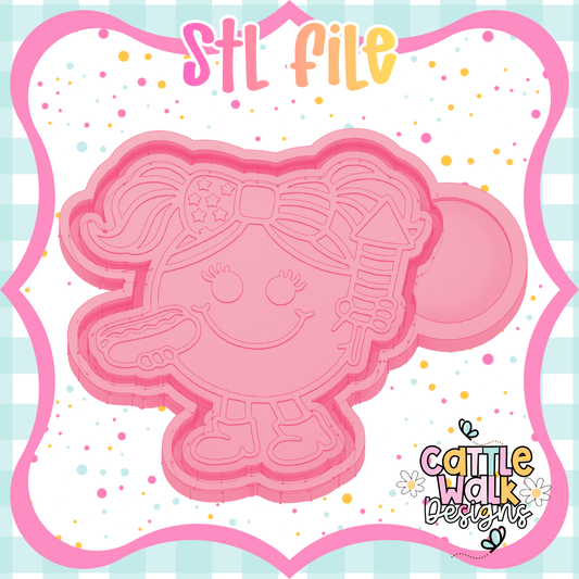 Little Miss Patriotic STL File | Kawaii Girl w/ Hot Dog & Firework | 4th of July Freshie Mold | CWD-Style Bold Outline