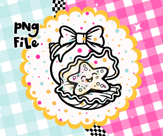 Cute Starfish Shell PNG | Bow Seashell Design | Summer Beach PNG | Digital Download