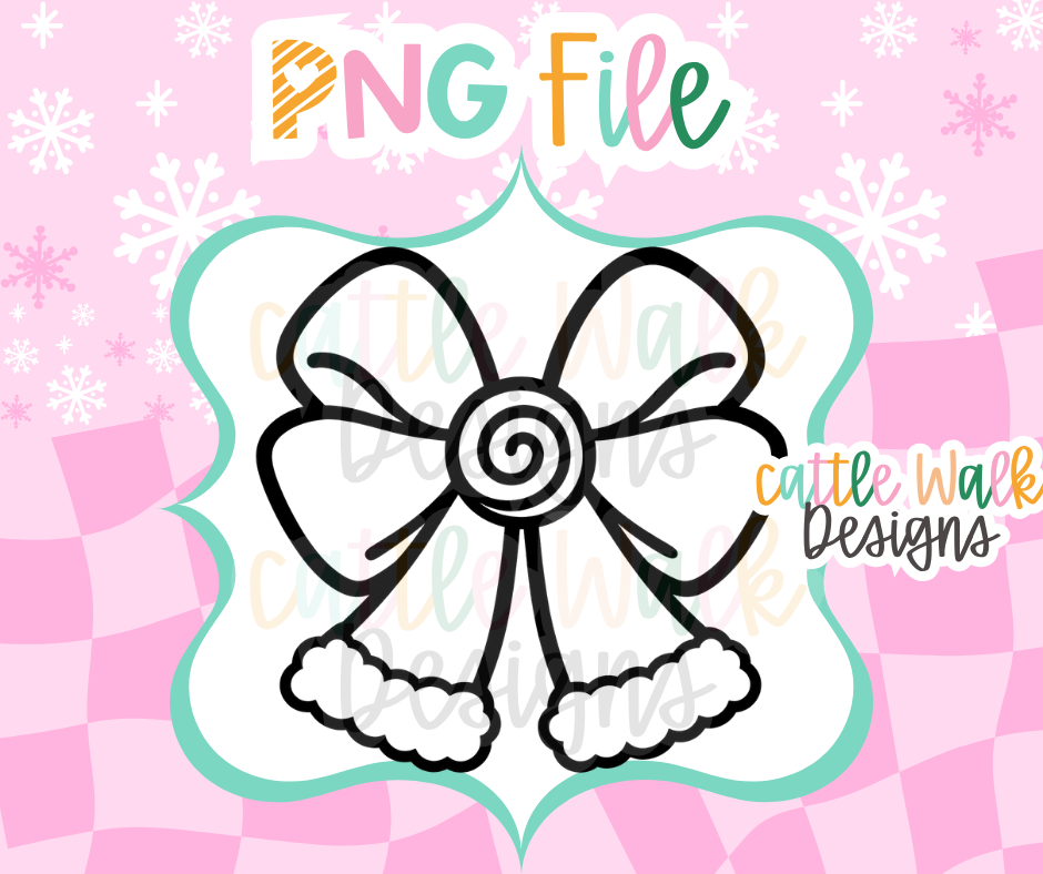 Christmas Bow PNG | Peppermint Bow with Fur Trim PNG | Girly Holiday Bow Freshie Design | Christmas Freshie Mold PNG | Digital Download