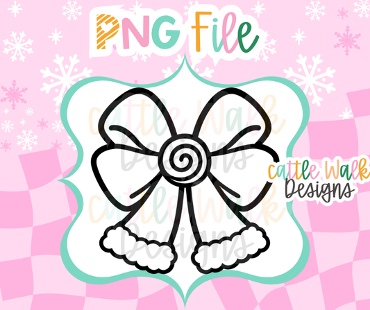 Christmas Bow PNG | Peppermint Bow with Fur Trim PNG | Girly Holiday Bow Freshie Design | Christmas Freshie Mold PNG | Digital Download