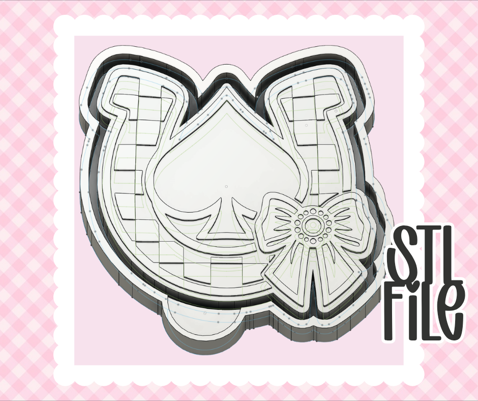 Coquette Horseshoe Spade Bow STL File | Chunky Bold Mold-Ready 3D Print | Freshie & Craft Mold Design