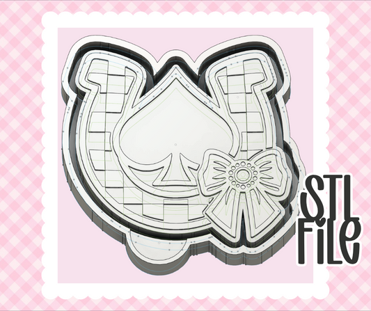 Coquette Horseshoe Spade Bow STL File | Chunky Bold Mold-Ready 3D Print | Freshie & Craft Mold Design