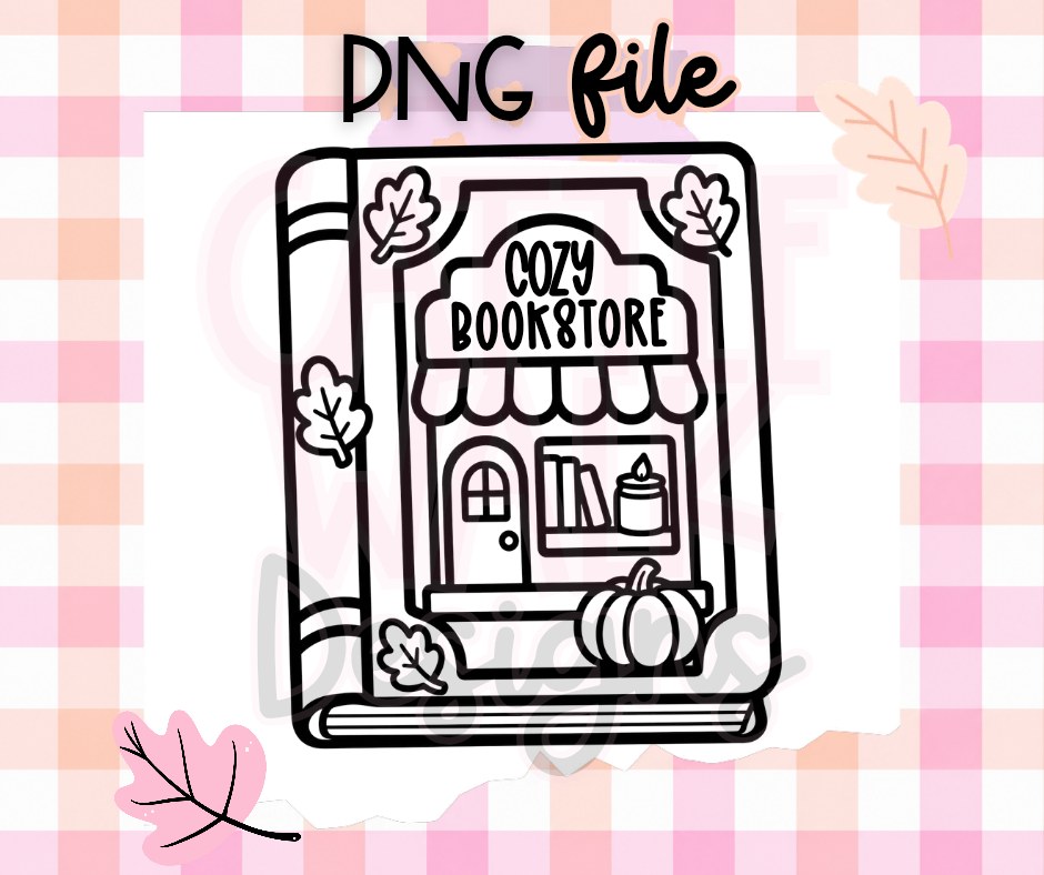 Cozy Bookstore Book PNG | Fall Reading Digital Download