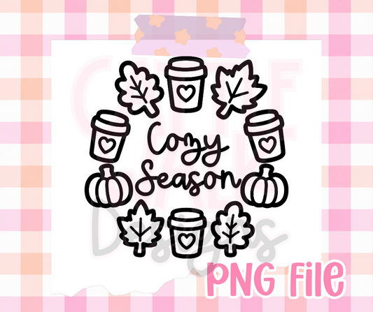 Cozy Season Fall PNG | Coffee Pumpkin & Autumn Leaves Digital Download