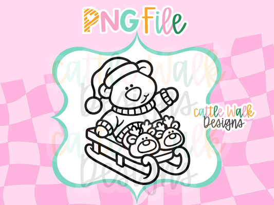 Christmas Bear Sleigh PNG | Reindeer Slippers Freshie Design | Holiday PNG
