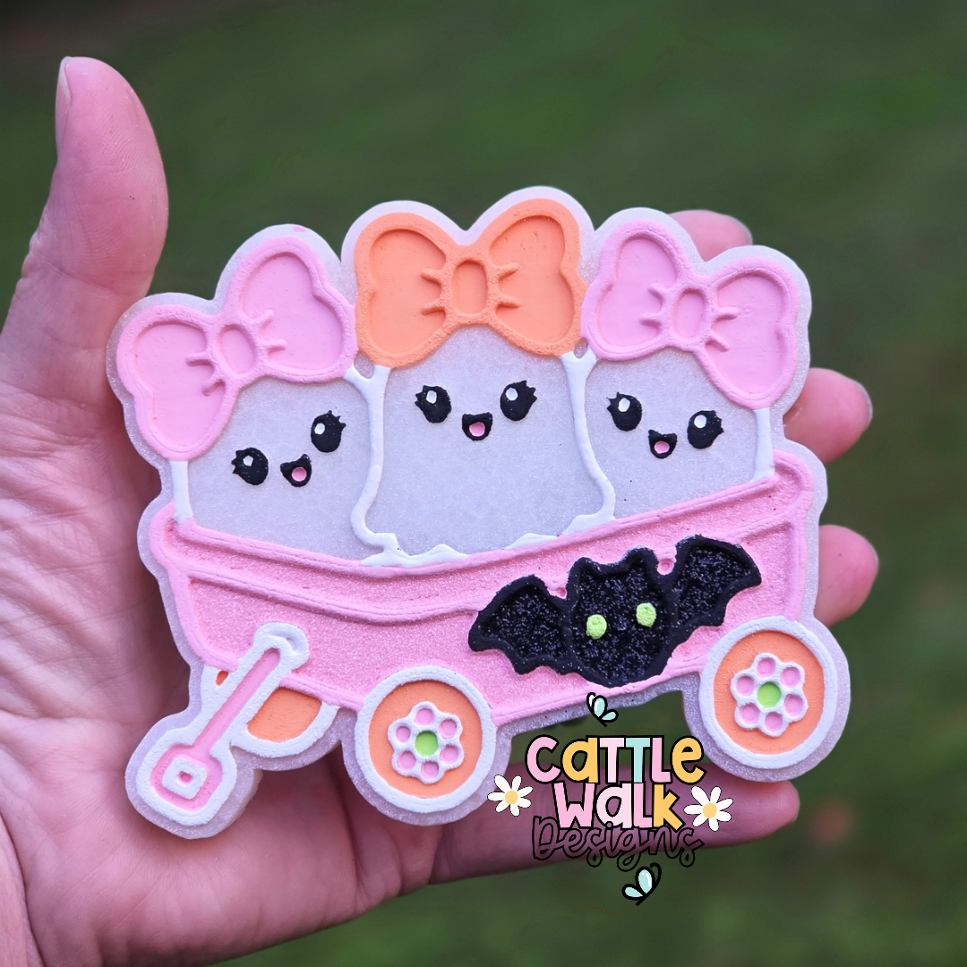 Ghost Wagon Freshie | Pink Apple Punch Car Freshie | Summerween Ghost Air Freshener | Cute Halloween Decor