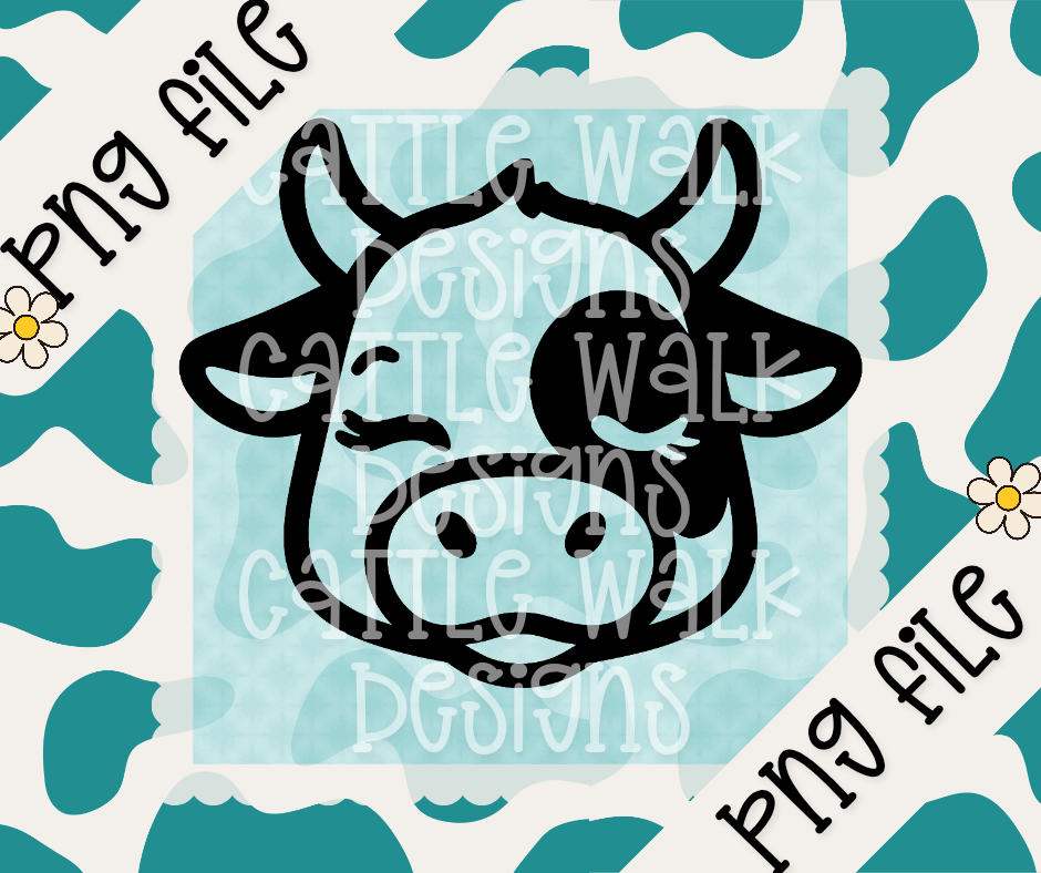Winking Cow Head PNG – Cute Farm Freshie Design
