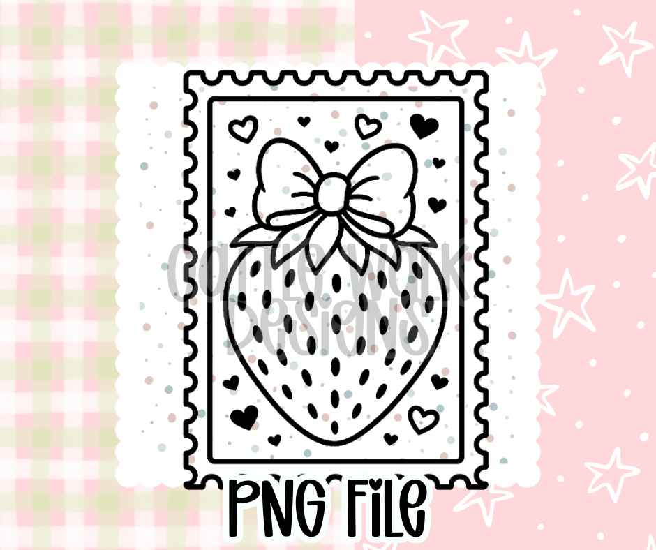Strawberry Stamp Outline – Chunky Bold Freshie PNG