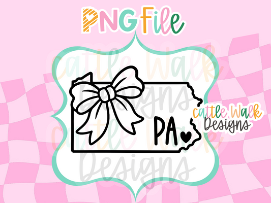 Pennsylvania State Bow PNG | PA Heart State PNG | Pennsylvania Freshie Design