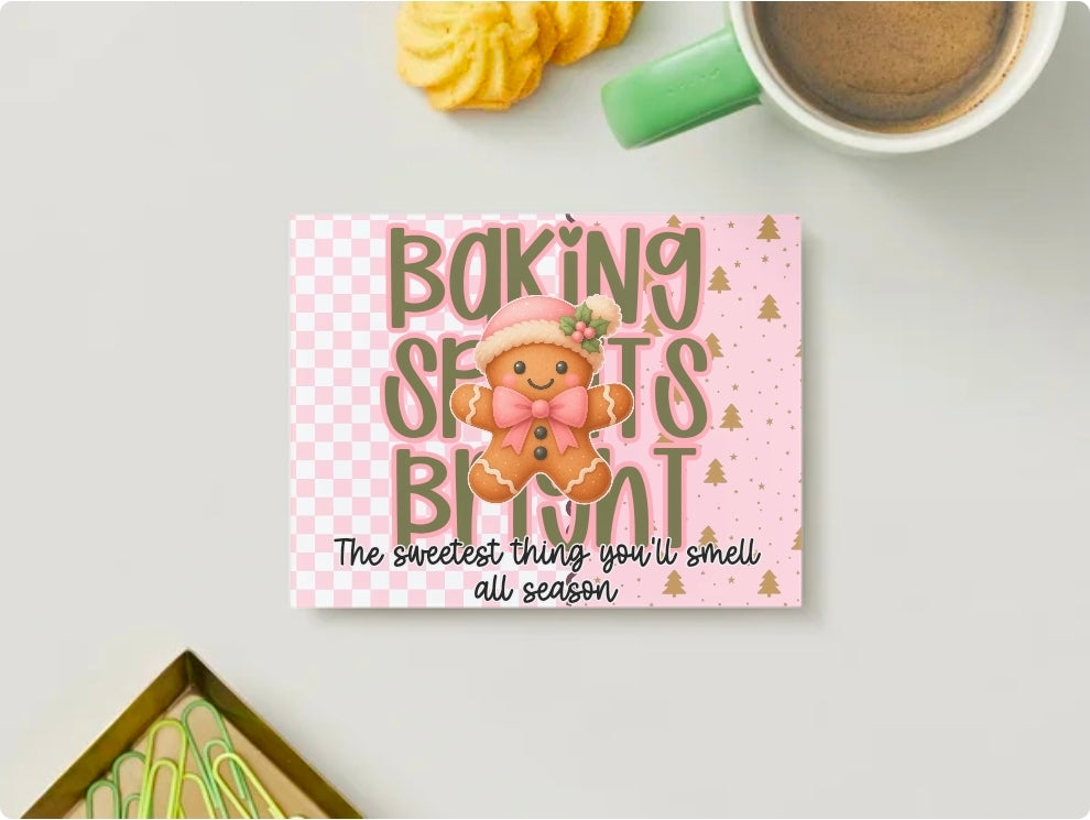 Sugar & Spice Editable Business Card Template + 6 Sweet Packaging Stickers | Gingerbread Canva Thank You Card for Small Businesses