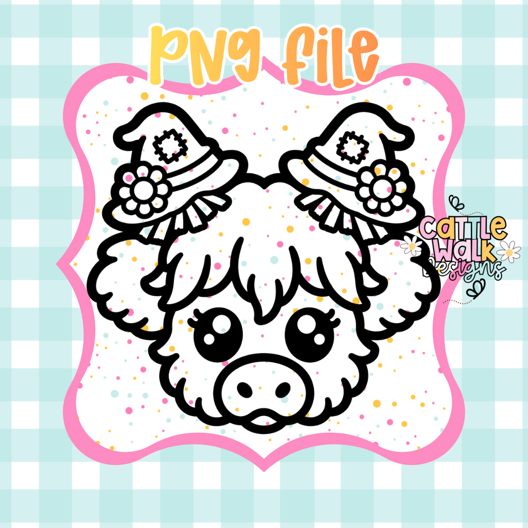 Scarecrow Highland Cow PNG | Halloween Highland Cow PNG | Spooky Season Cow PNG | Cute Fall Cow PNG | Digital Download