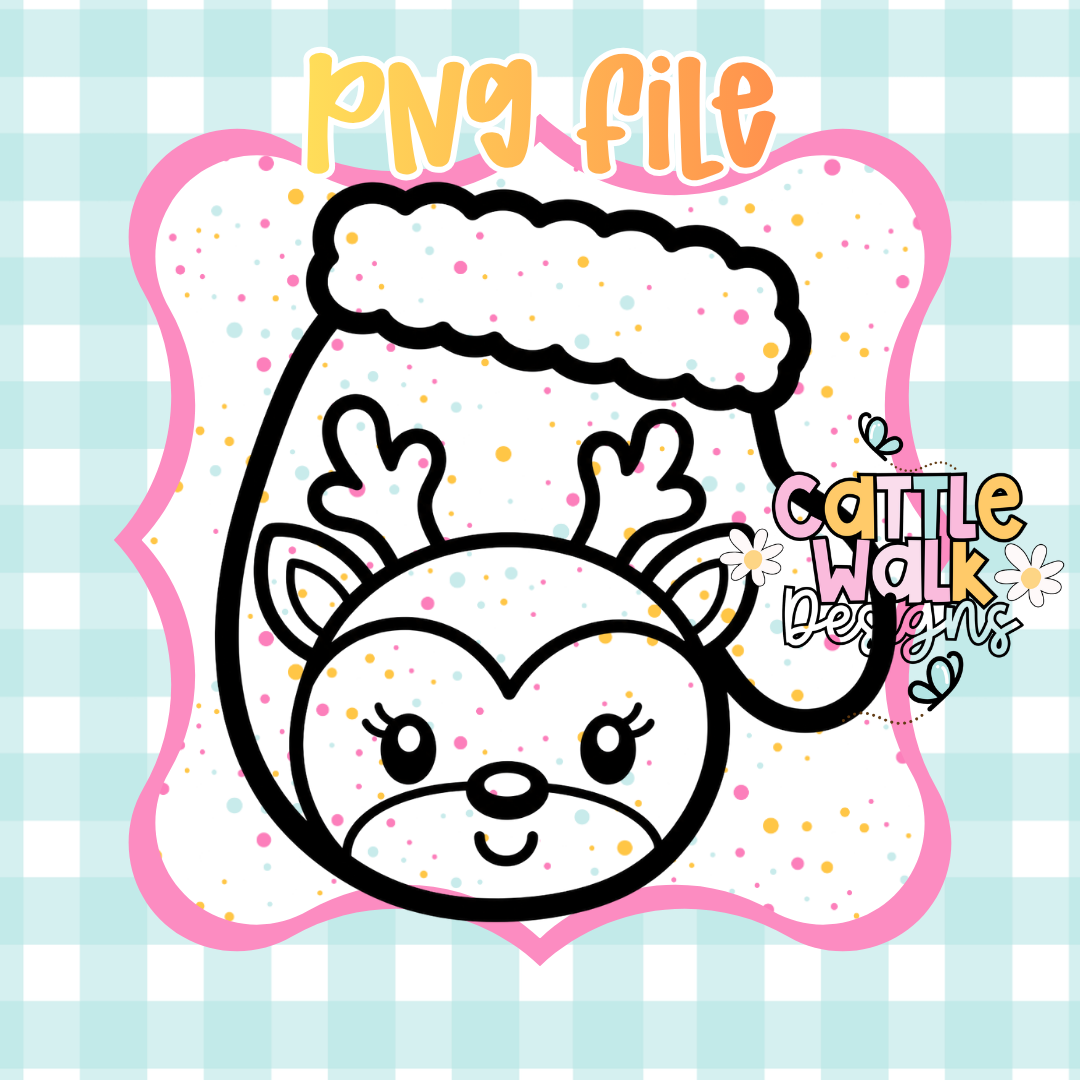 Reindeer Ornament PNG | Cute Christmas Reindeer Ornament | Kawaii Holiday PNG | Digital Download | Freshie PNG | Sublimation Design