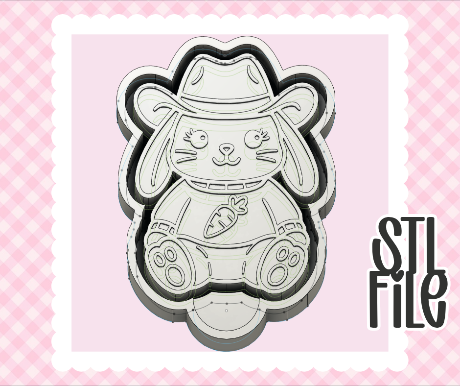 Cowboy Bunny STL File | Chunky Bold & Mold-Ready 3D Print Design