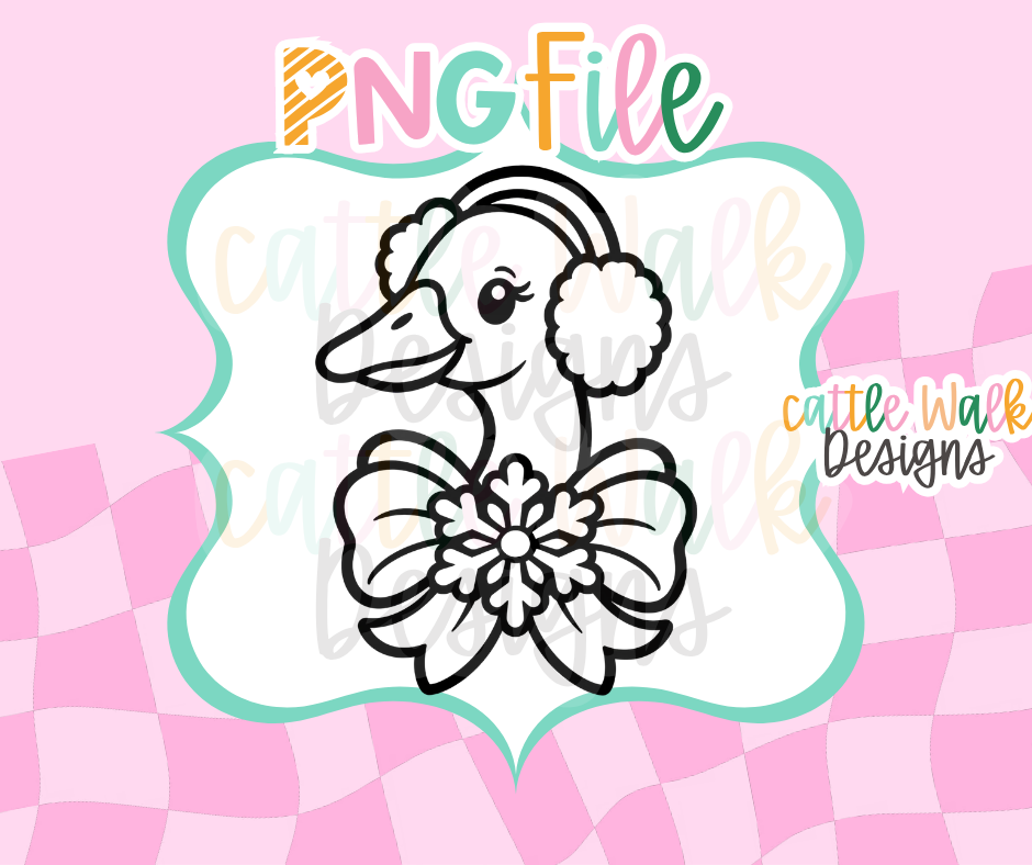 Winter Goose with Snowflake Bow PNG | Cute Goose Digital Download