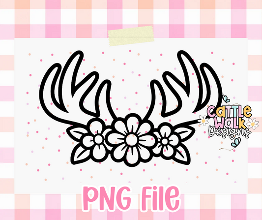 Floral Deer Antlers PNG | Wildflower Hunting PNG | Girly Outdoors Freshie Design